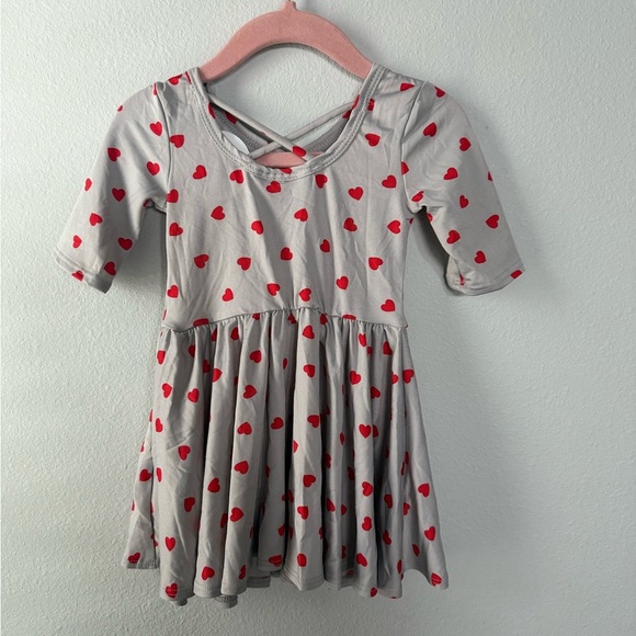 Dot Dot Smile Gray and Red Pleated Fit and Flare Dress - Picture 2 of 2